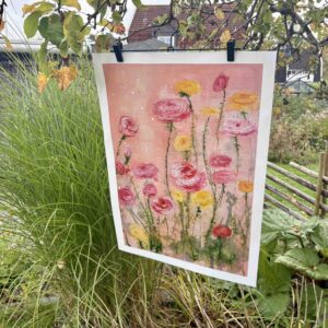 Svävandes bland rosa moln